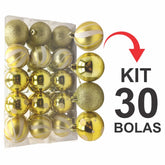 Kit 30 Bolas Enfeite de Natal Gliter Decoração